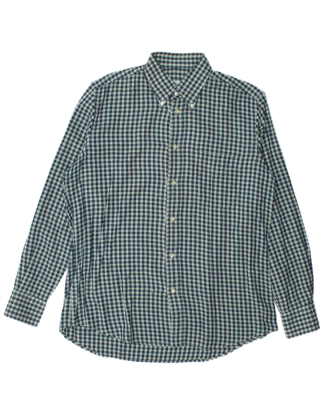 Cămașă Vintage pentru bărbați de flanel, mărime 40, mediu, bleumarin, bumbac vichy