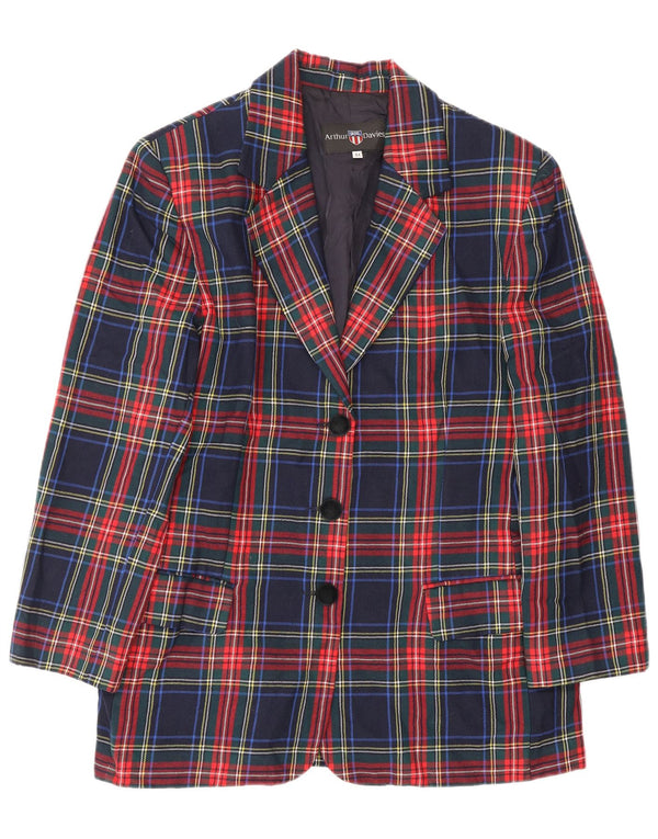 Jachetă Blazer Vintage Femei cu 3 nasturi IT 44 Medium Bluemarin Plaid Classic