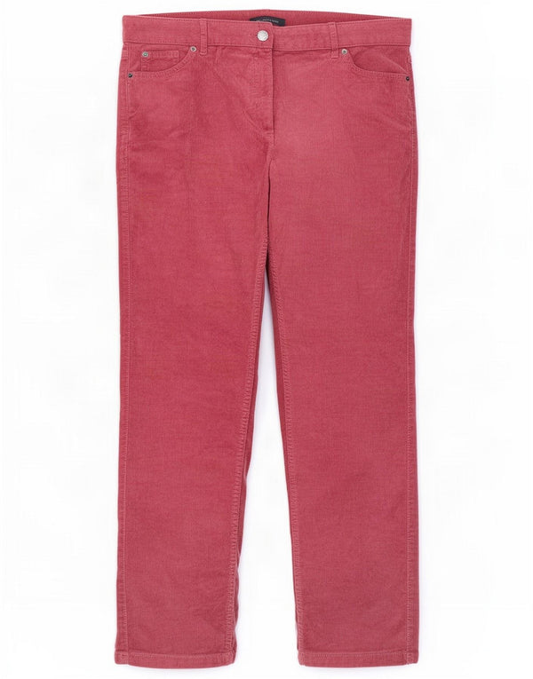 Marks & Spencer Pantaloni din velur pentru femei UK 14 Large W32 L30 Burgundy