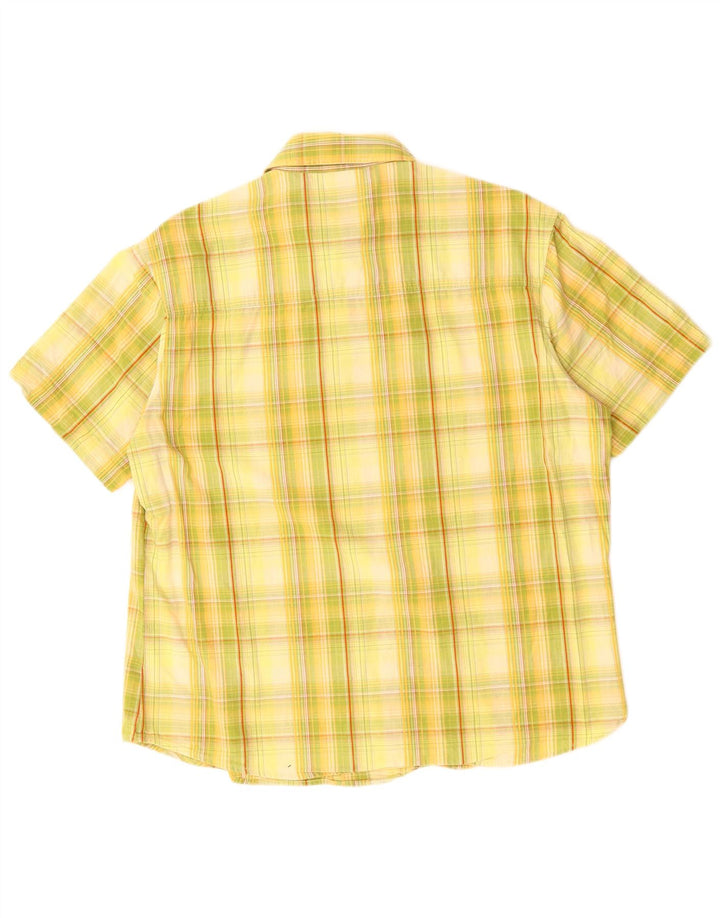 Cămașă cu mânecă scurtă pentru bărbați JACK WOLFSKIN, bumbac cu carouri galben mediu