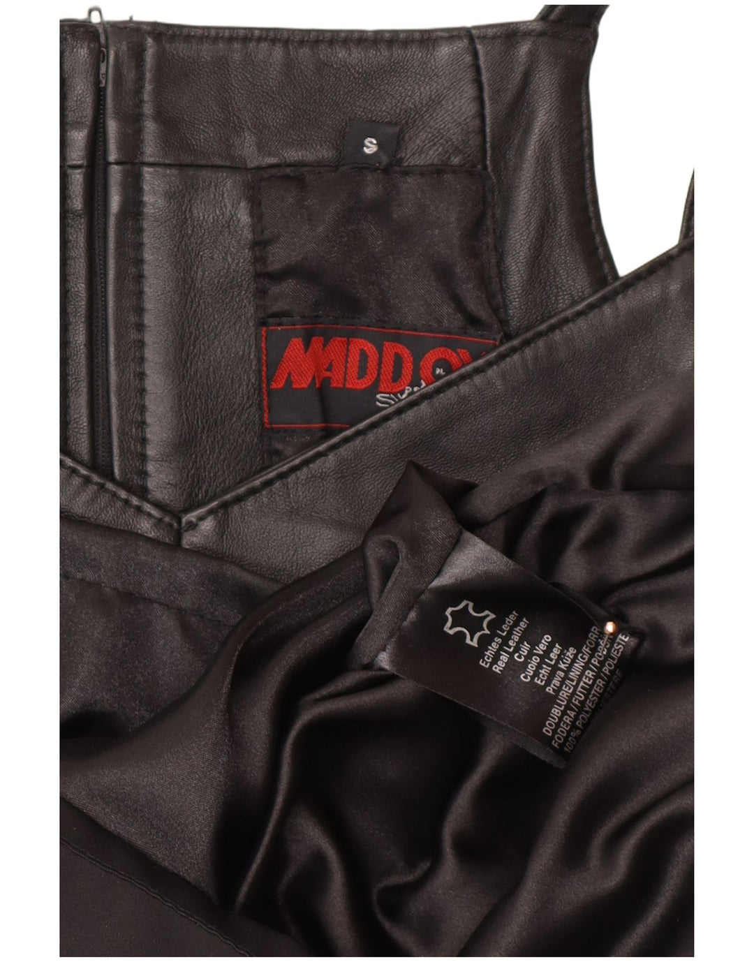 MADDOX Rochie din piele fără mâneci pentru femei UK 10 Piele neagră mică