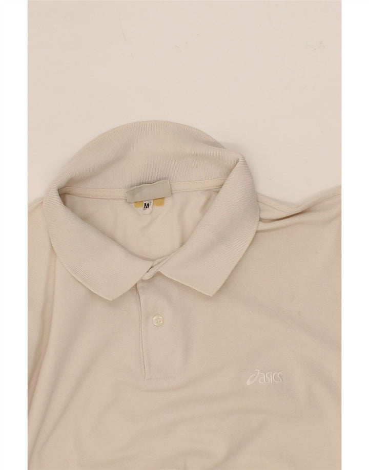 ASICS Mens Polo Shirt Medium Off White Cotton Vintage Asics and Second-Hand Asics from Messina Hembry 