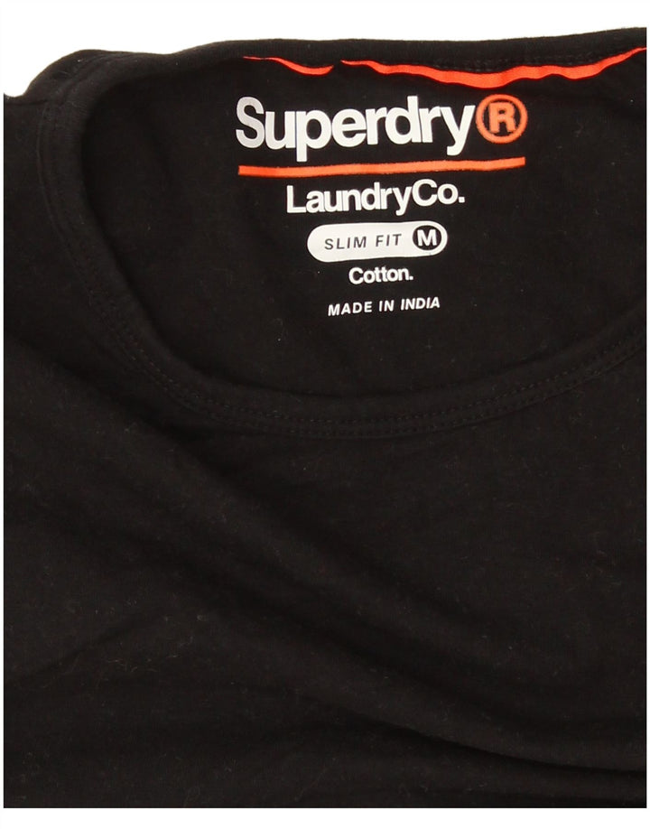 Tricou Superdry pentru bărbați Slim Fit Top, bumbac mediu negru
