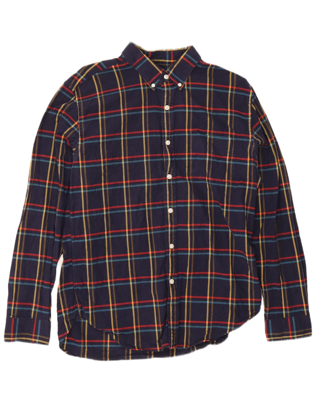 Cămașă de flanel pentru bărbați J. Crew, din bumbac cu carouri, albastru bleumarin