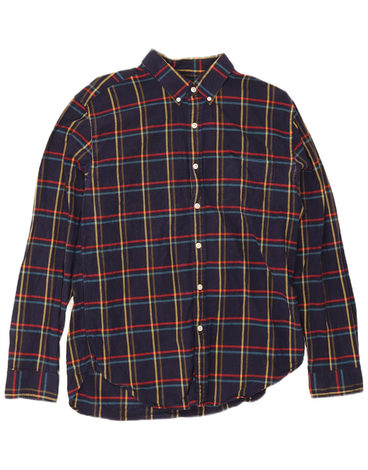 Cămașă de flanel pentru bărbați J. Crew, din bumbac cu carouri, albastru bleumarin