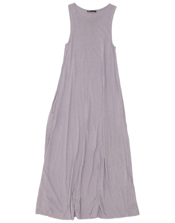 Rochie Maxi fără mâneci pentru femei Zara UK 8 Small Blue Bumbac