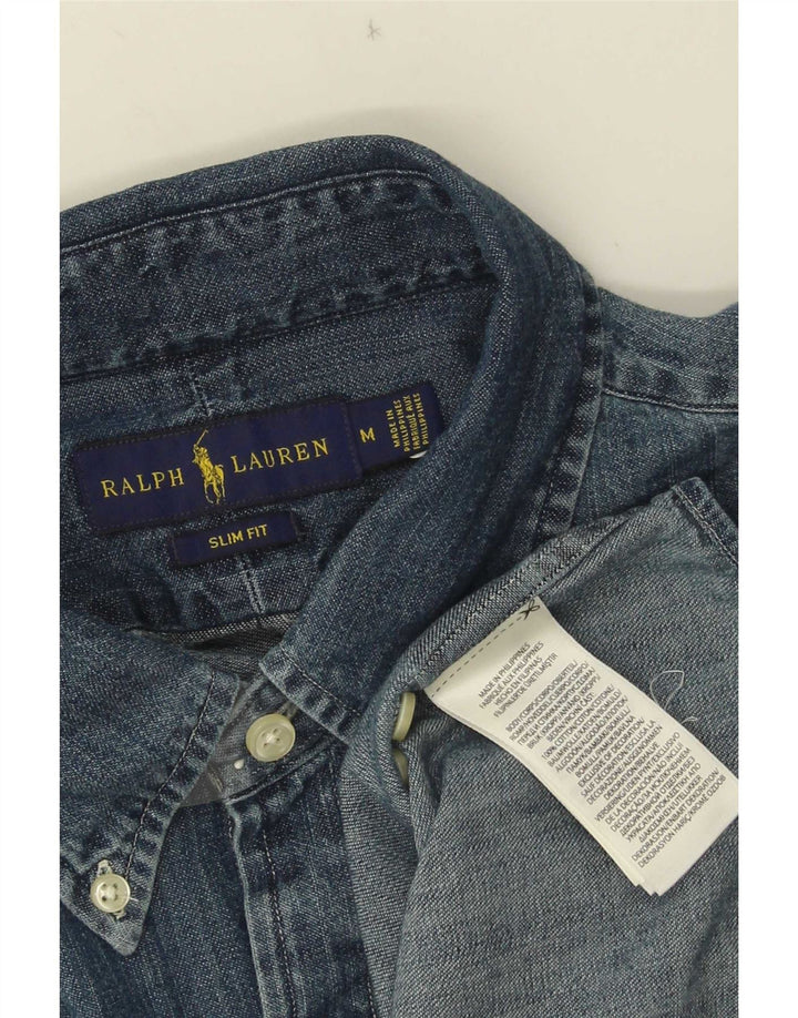 Cămașă de blugi pentru bărbați Ralph Lauren, bumbac albastru mediu