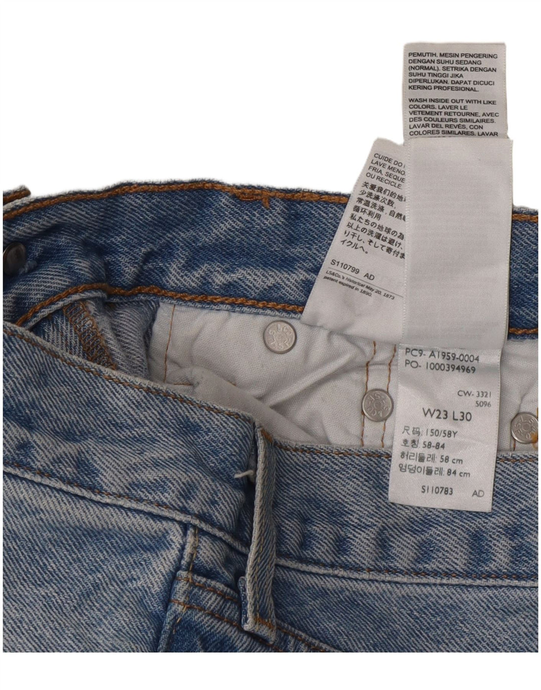 Blugi drepți distressed 501 Levi's pentru femei L23 L30 Bumbac albastru