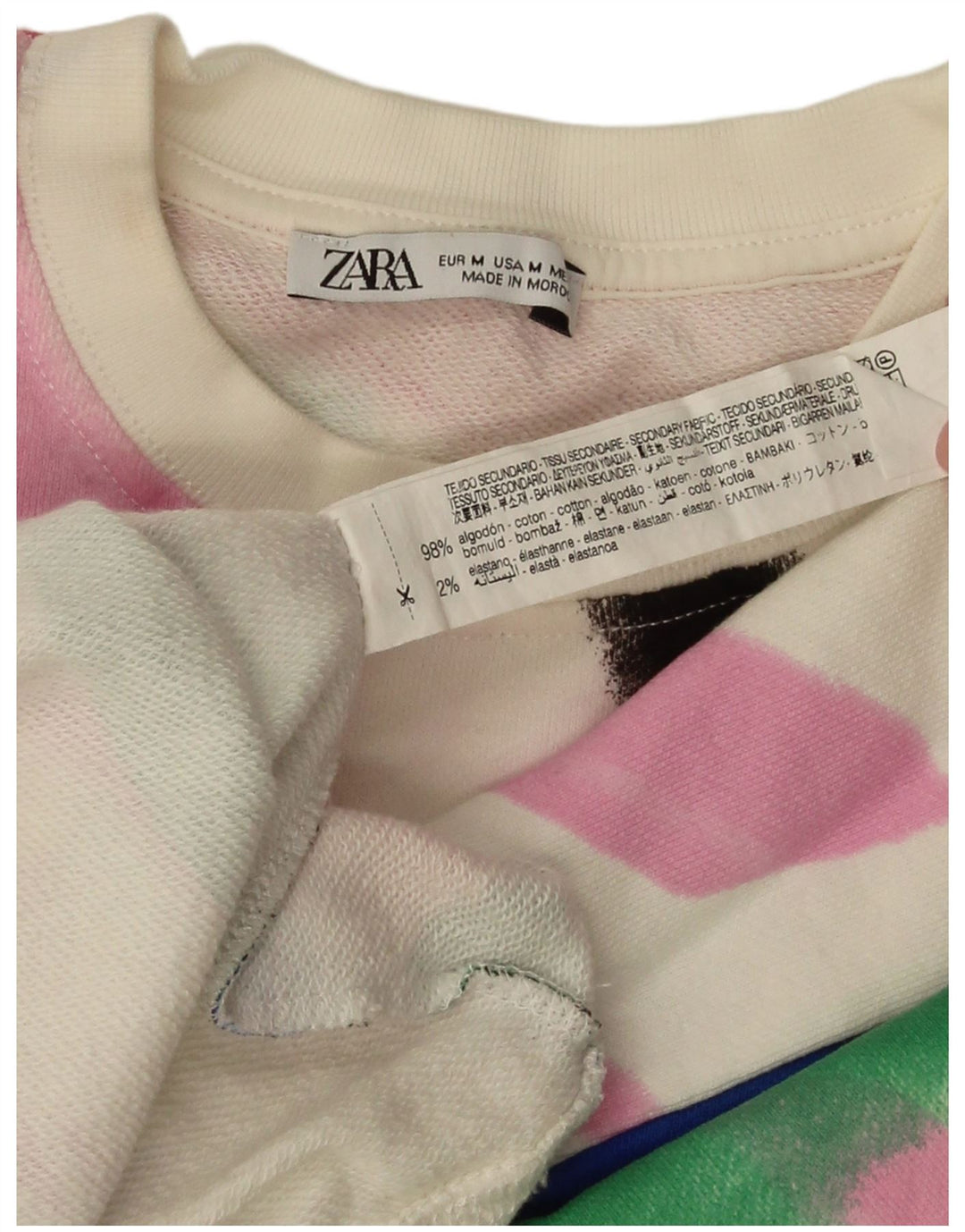 Pulover supradimensionat cu grafic pentru femei Zara UK 14 Medium White Floral