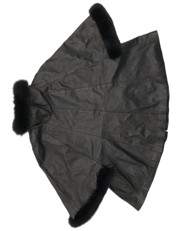 Poncho din piele pentru femei cu glugă SAKI UK 10 Mic din piele verde