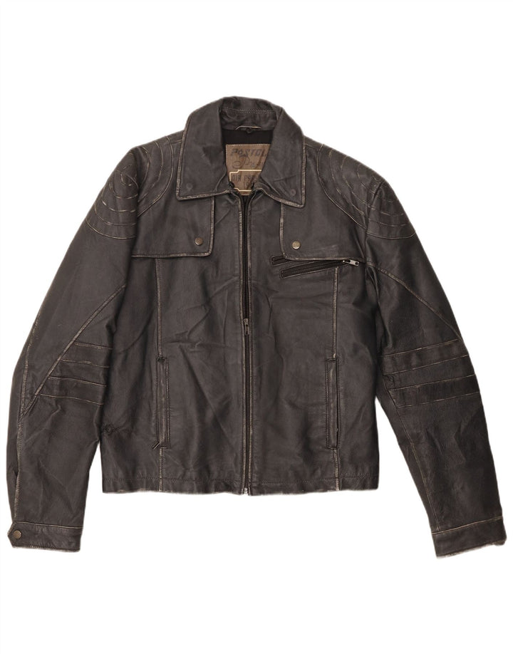 Jachetă de piele vintage pentru bărbați IT 52 XL neagră