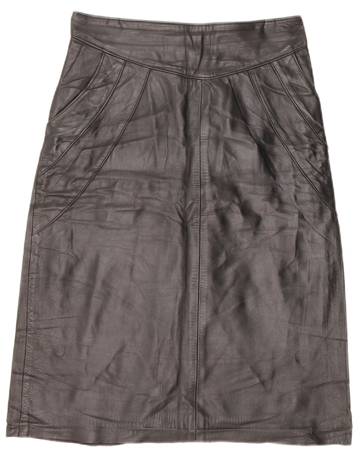 Fusta din piele vintage pentru femei IT 42 Medium W26 Piele neagră