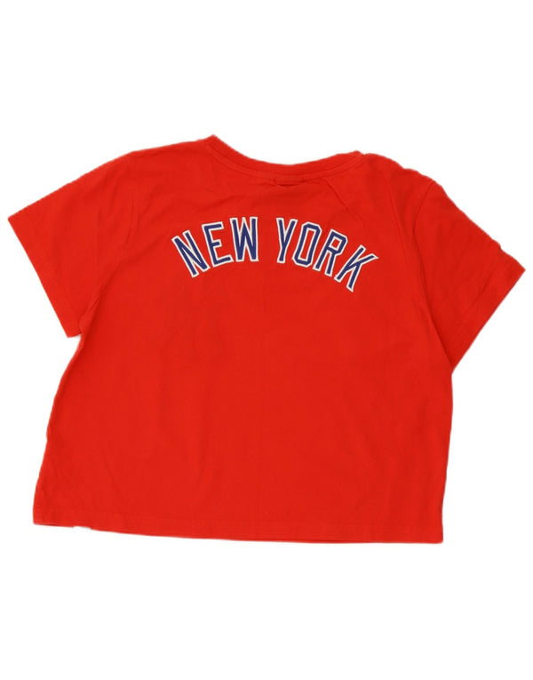 Maiestic pentru femei New York Yankees Crop Tricou grafic Top UK 14 Medium Red