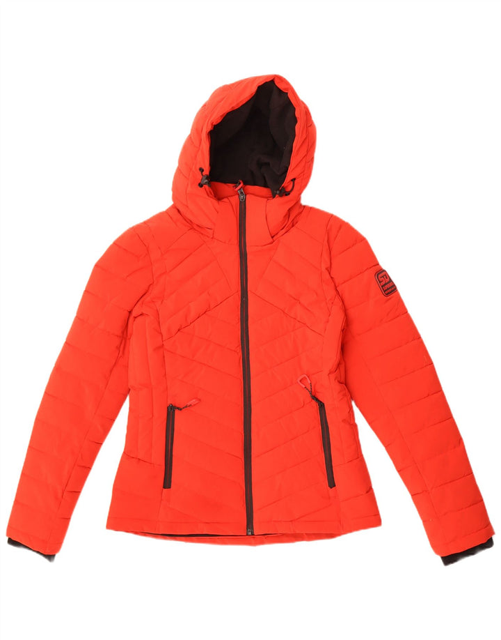 Jachetă căptușită cu glugă Superdry pentru femei UK 8 Small Red Poliester