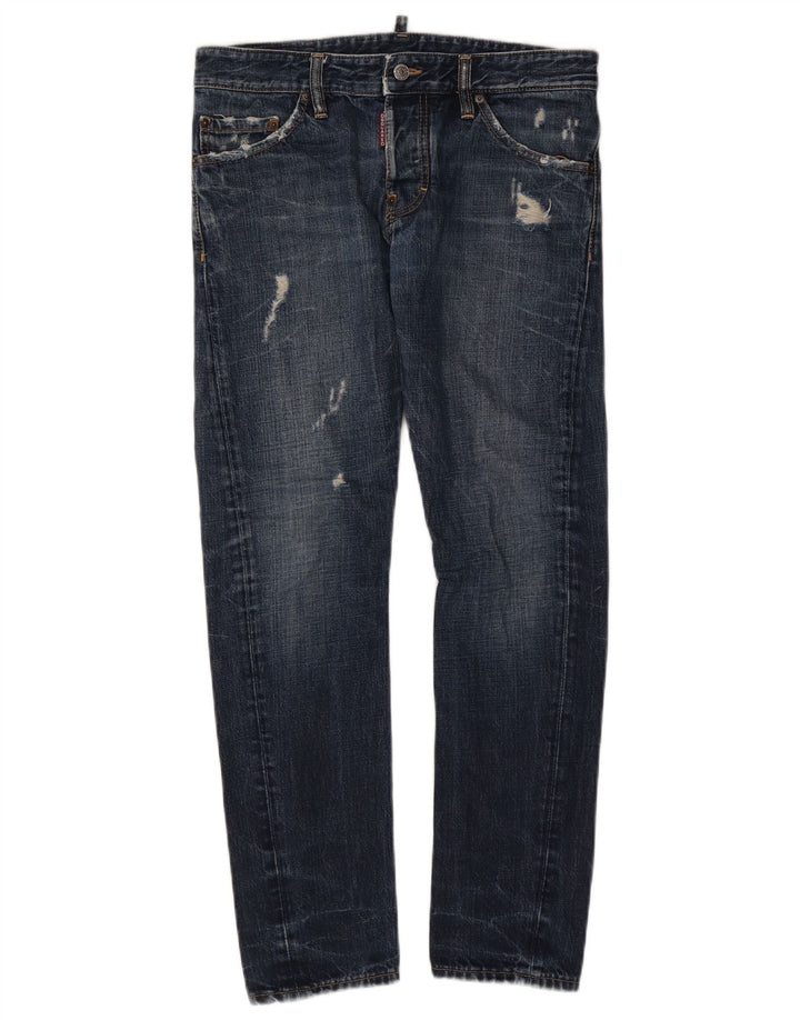 Dsquared Blugi slim pentru femei distressed IT 46 Large W32 L29 Blue Bumbac