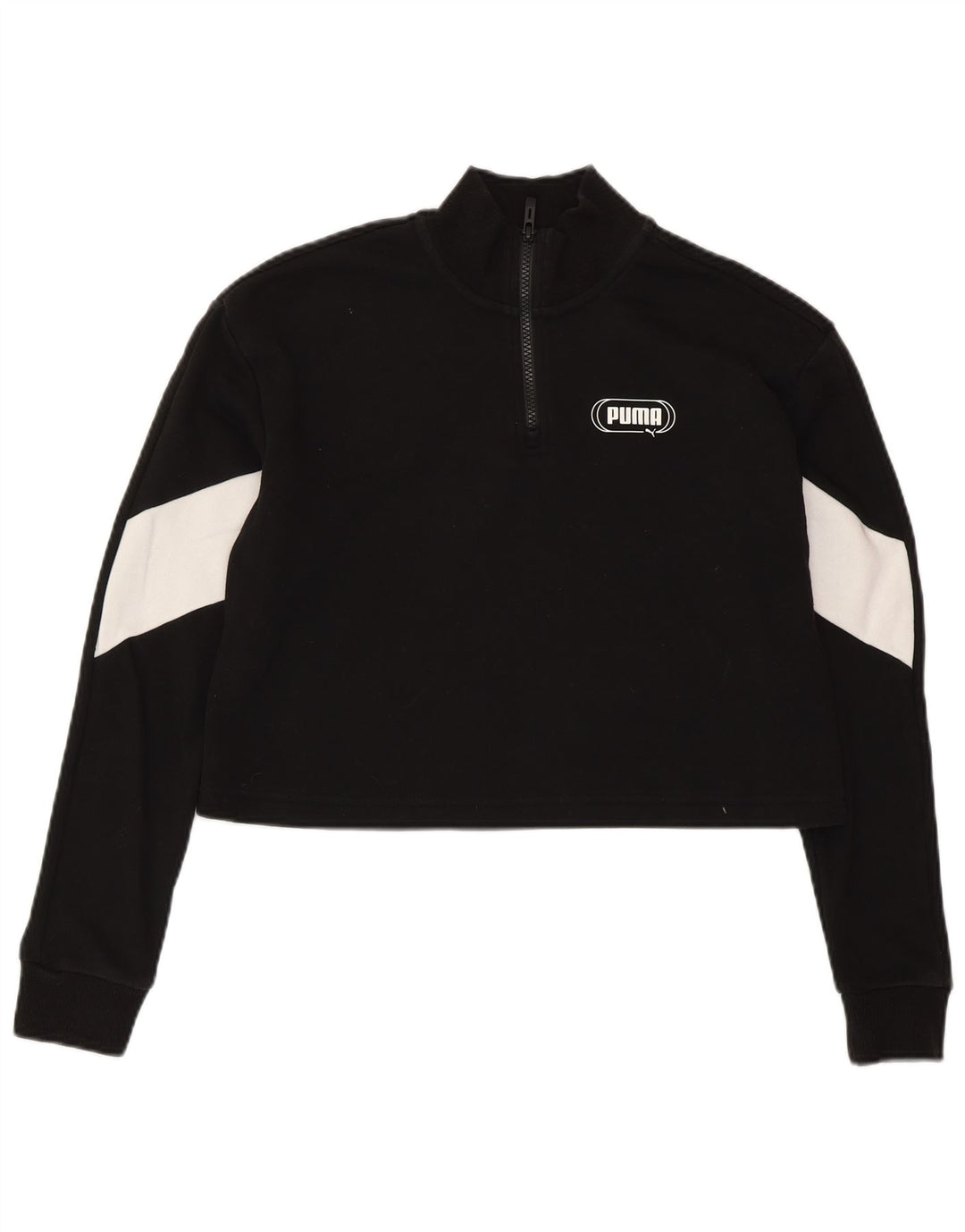 Pulover oversized crop PUMA pentru femei UK 6 XS negru Colorblock