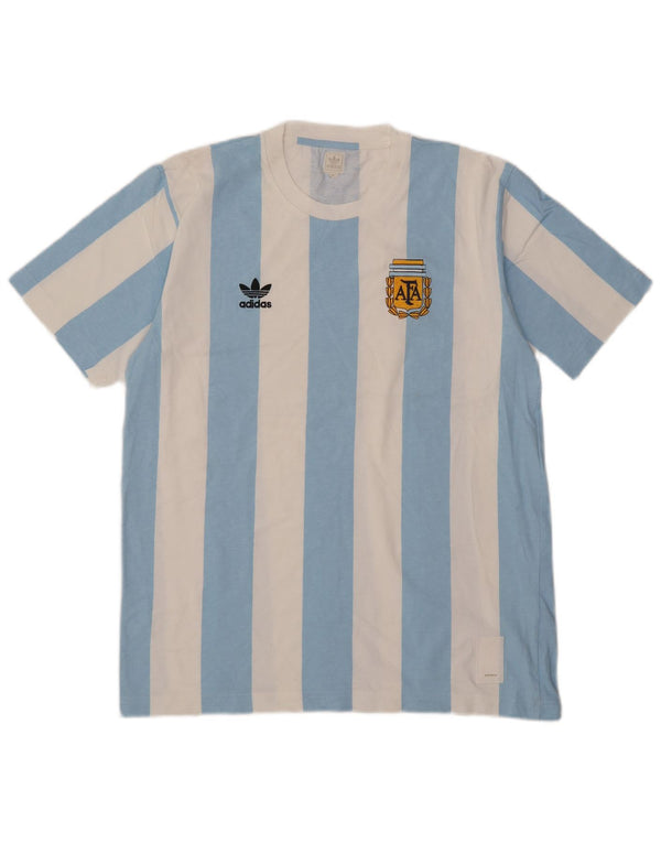 Tricou grafic pentru bărbați Adidas Top, bumbac cu dungi albastre medii