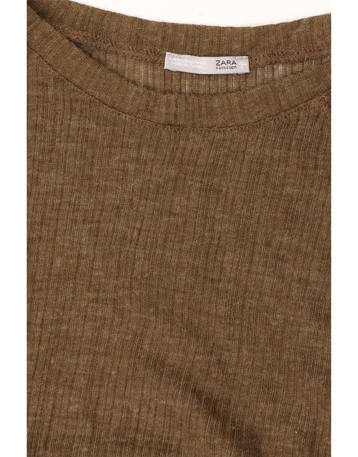 Top pentru femei Zara cu mânecă lungă UK 14 Medium Khaki