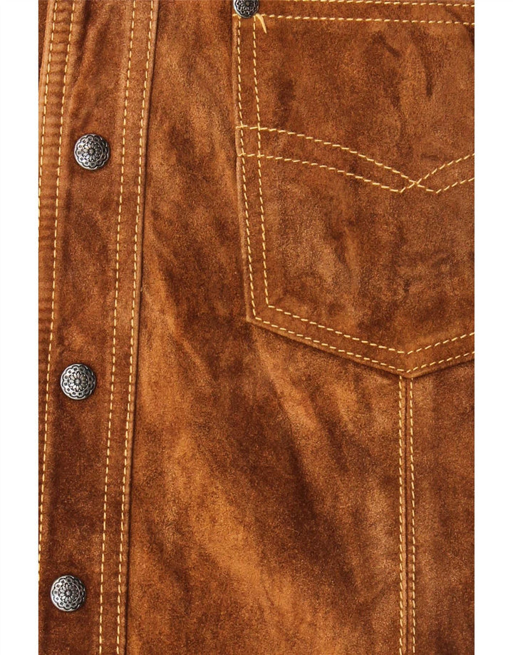 Gilet vintage pentru bărbați din piele intoarsa UK 36 mic maro
