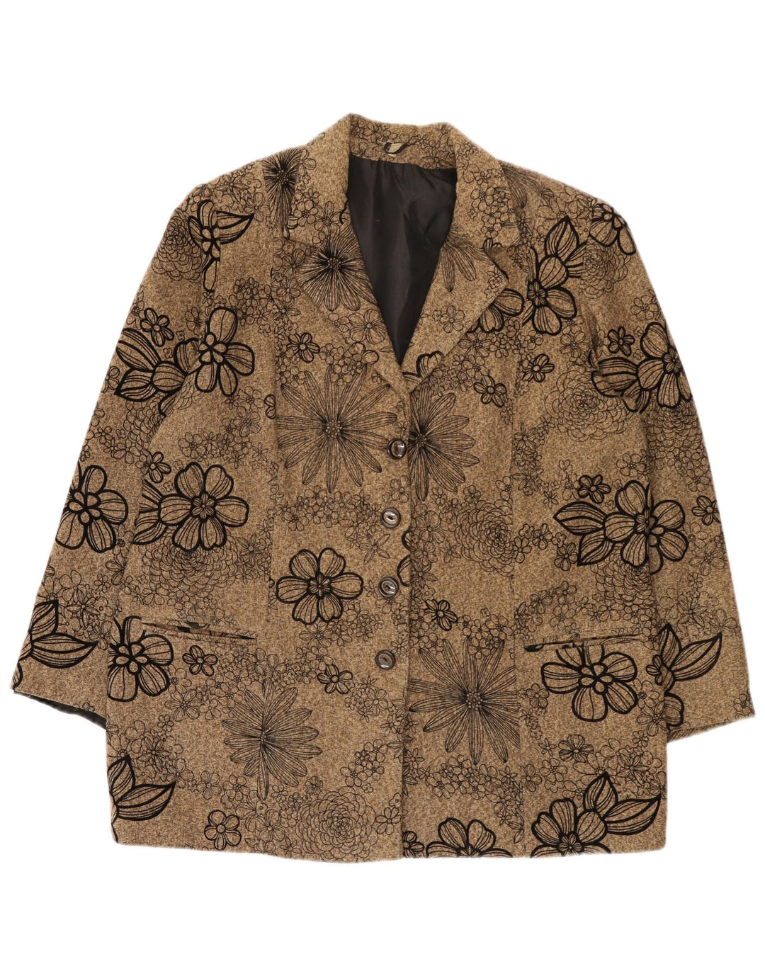 Jachetă Vintage pentru femei cu 4 nasturi IT 56 4XL Maro Floral