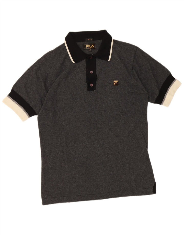 Tricou polo Fila pentru bărbați, bumbac color bloc, gri mic