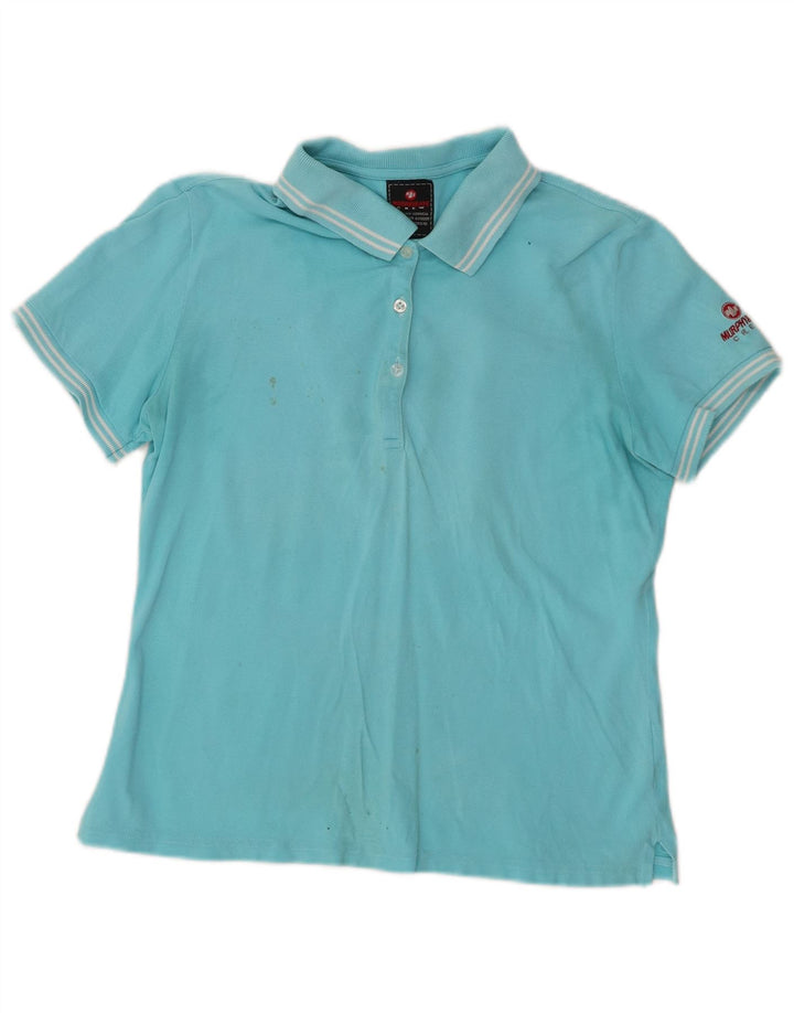 Tricou polo Murphy & Nye pentru femei UK 12, bumbac cu dungi albastre medii