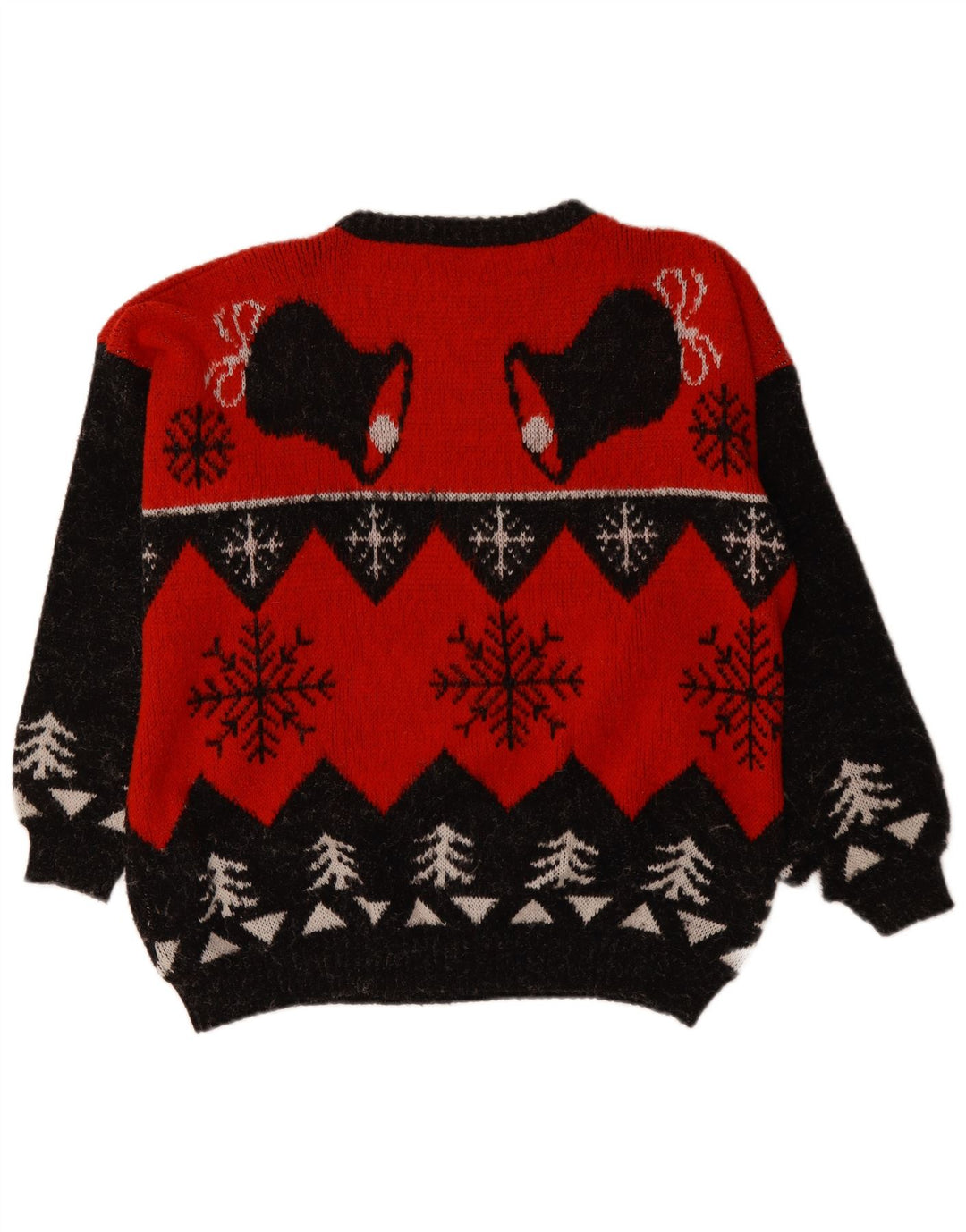 Pulover VINTAGE pentru bărbați cu gât roșu XL Fair Isle