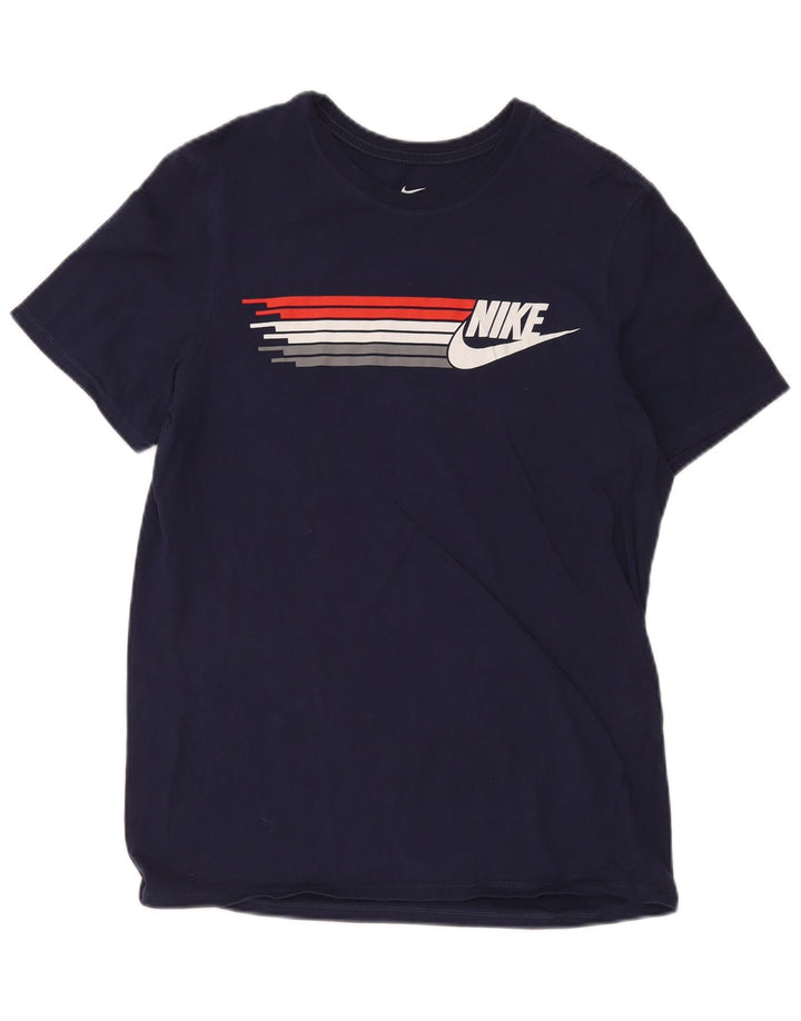 Tricou grafic Nike pentru bărbați, cu croială atletică, top mediu, bleumarin