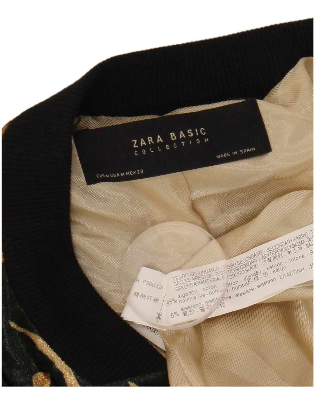 Bomber pentru femei ZARA UK 14, verde mediu, bumbac floral