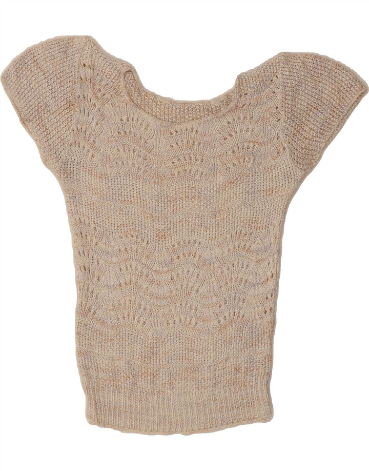 VINTAGE Womens Knit Blouse Top Small Beige Flecked Vintage Vintage and Second-Hand Vintage from Messina Hembry 