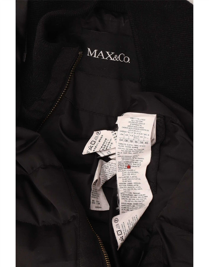 Max & Co. Palton căptușit pentru femei UK 8, poliester negru mic