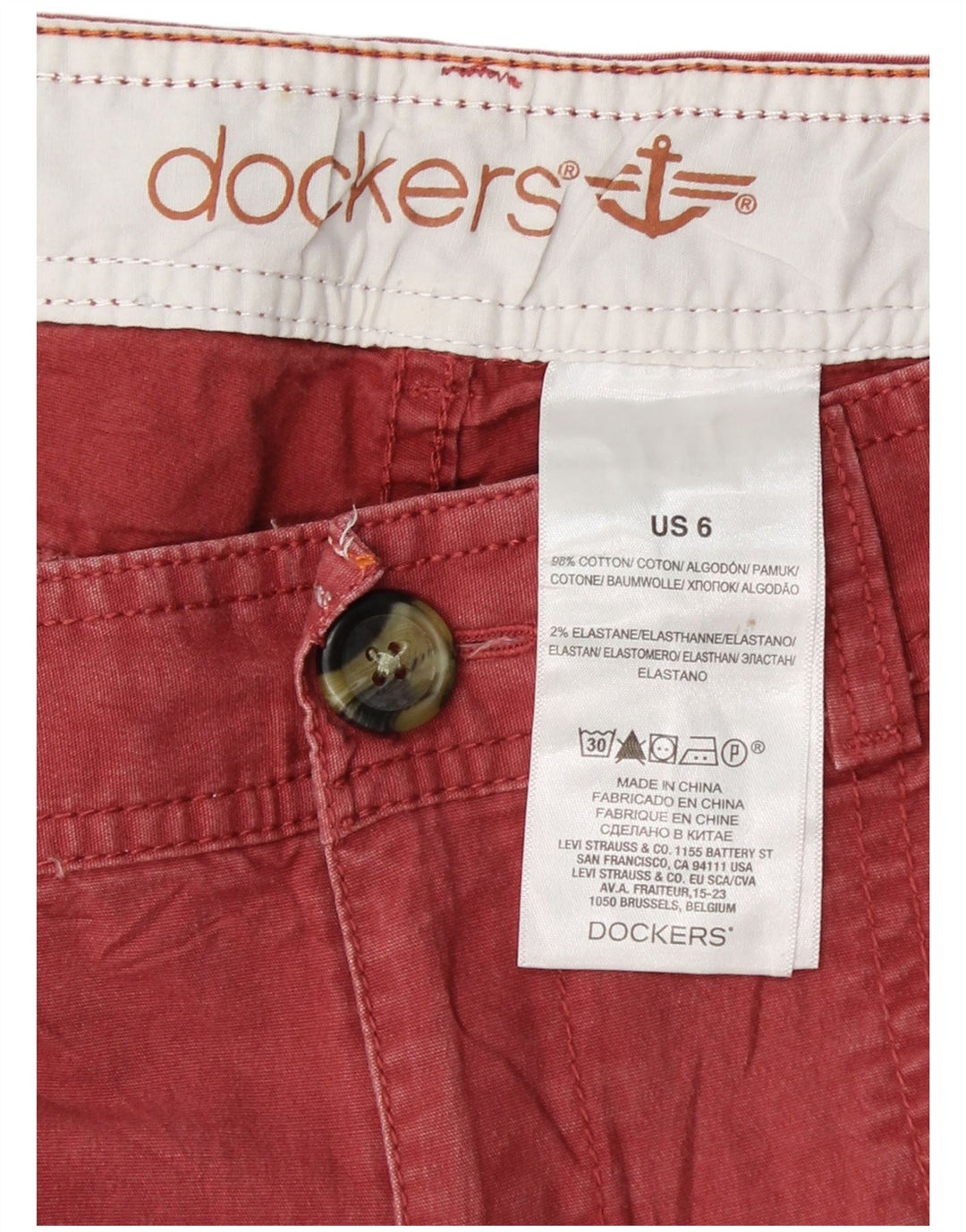 DOCKERS Pantaloni chino subțiri pentru femei US 6 Medium L30 L30 Bumbac roz