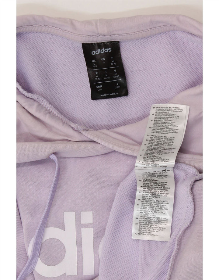 Pulover ADIDAS pentru femei cu glugă cu grafică UK 12/14, bumbac violet mediu