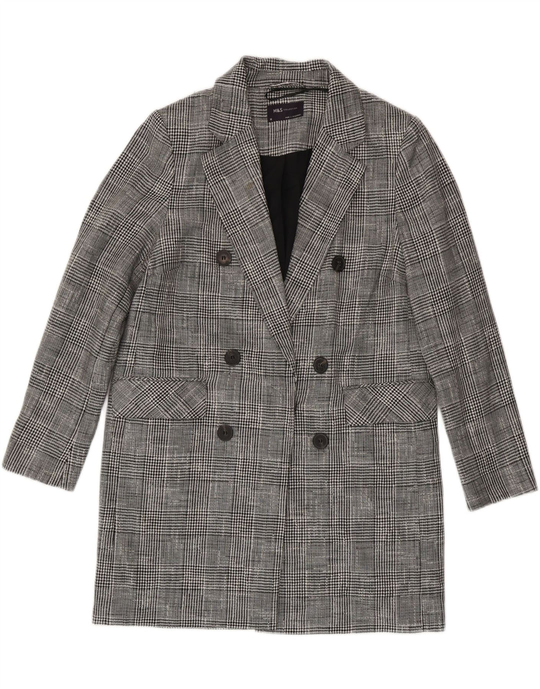 Palton dublu pentru femei Marks & Spencer UK 10 mic, gri, carouri