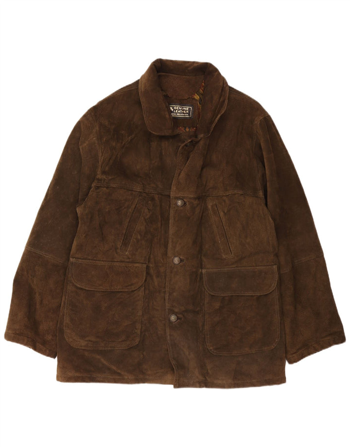 Jachetă vintage pentru bărbați din piele intoarsa UK 42 XL din piele maro