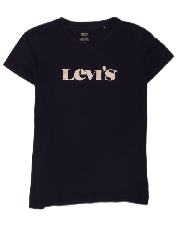Tricou grafic Levi's pentru femei Top UK 10 Small Navy Blue Bumbac
