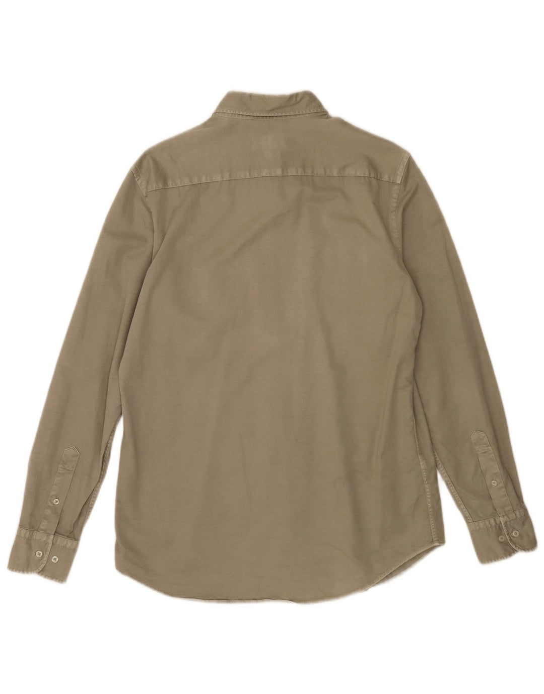 Cămașă Massimo Dutti pentru bărbați, bumbac mediu kaki