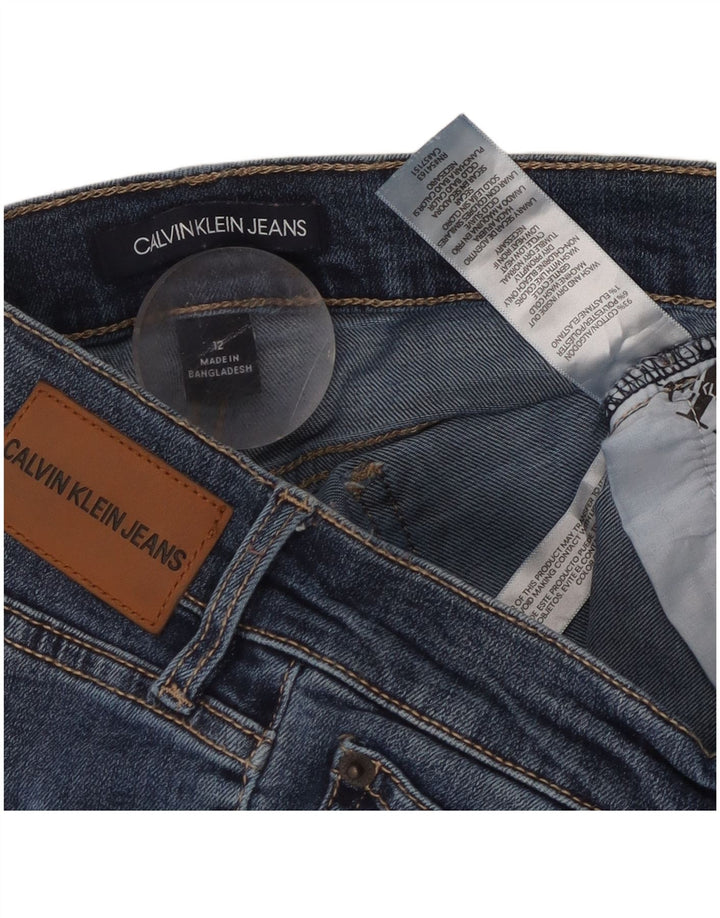 CALVIN KLEIN Blugi tăiați cu talie înaltă pentru femei US 12 Large W30 L26 Blue