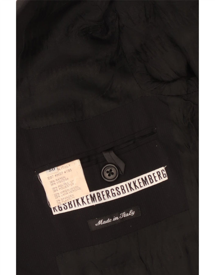 BIKKEMBERGS Jachetă pentru bărbați cu 2 nasturi IT 50, mare, neagră, viscoză