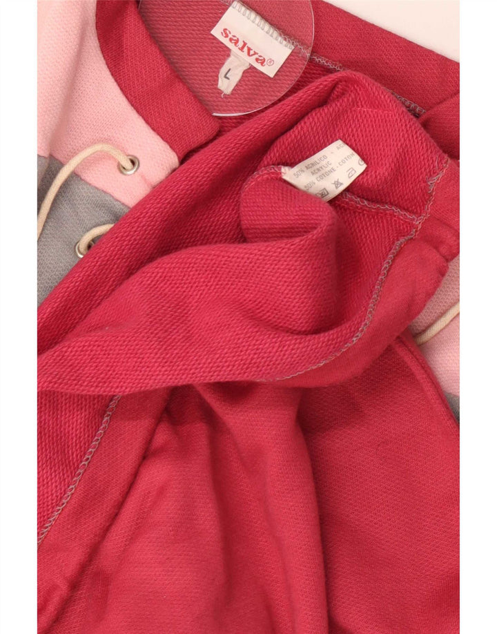 Pulover de hanorac supradimensionat vintage pentru femei UK 16 mare, roșu, bloc de culoare