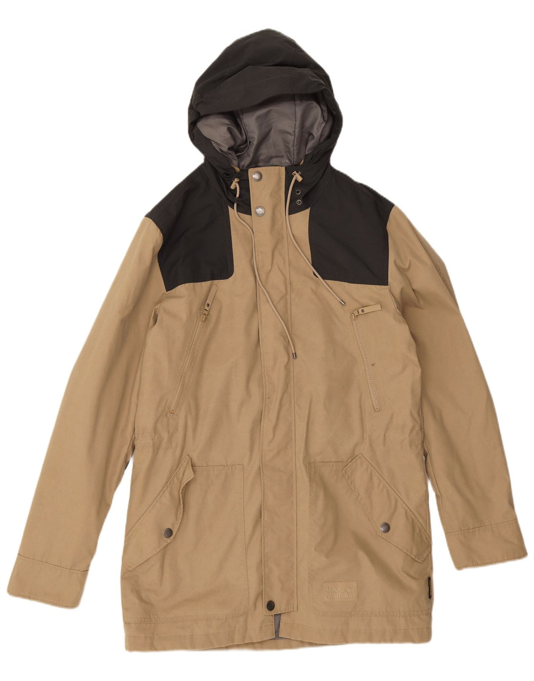 Jack Wolfskin Jachetă Parka cu glugă pentru bărbați UK 36/38 Medium Bej Colorblock