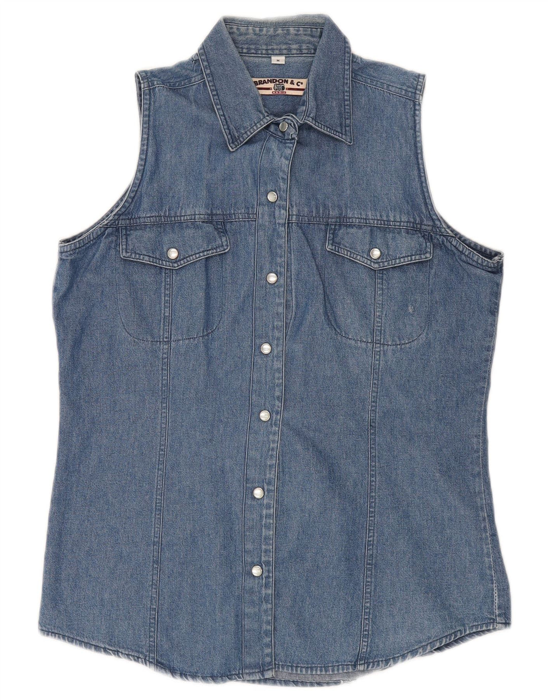 Cămașă din denim fără mâneci pentru femei Brandon & C UK 14 Medium Blue