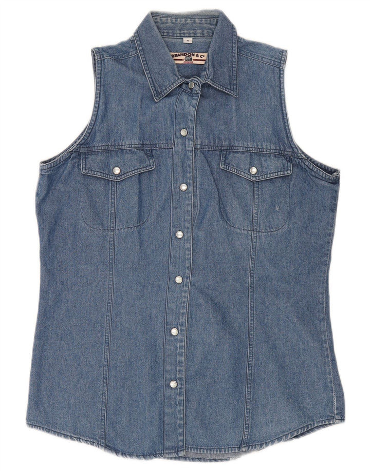 Cămașă din denim fără mâneci pentru femei Brandon & C UK 14 Medium Blue