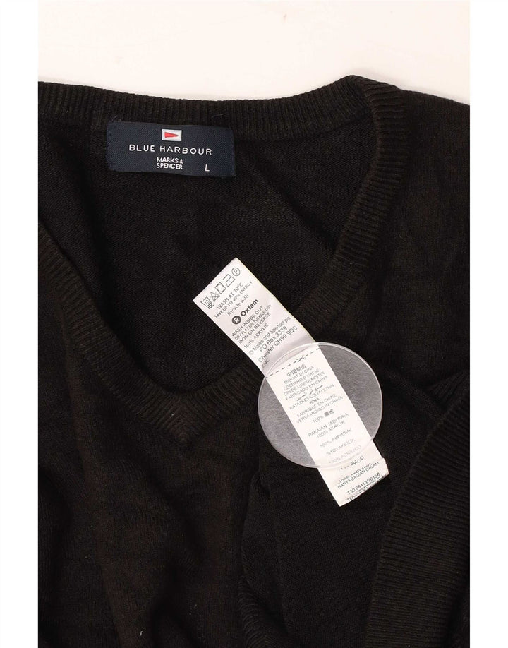 Pulover Marks & Spencer pentru bărbați, Blue Harbour, cu decolteu în V, mare, negru, acrilic