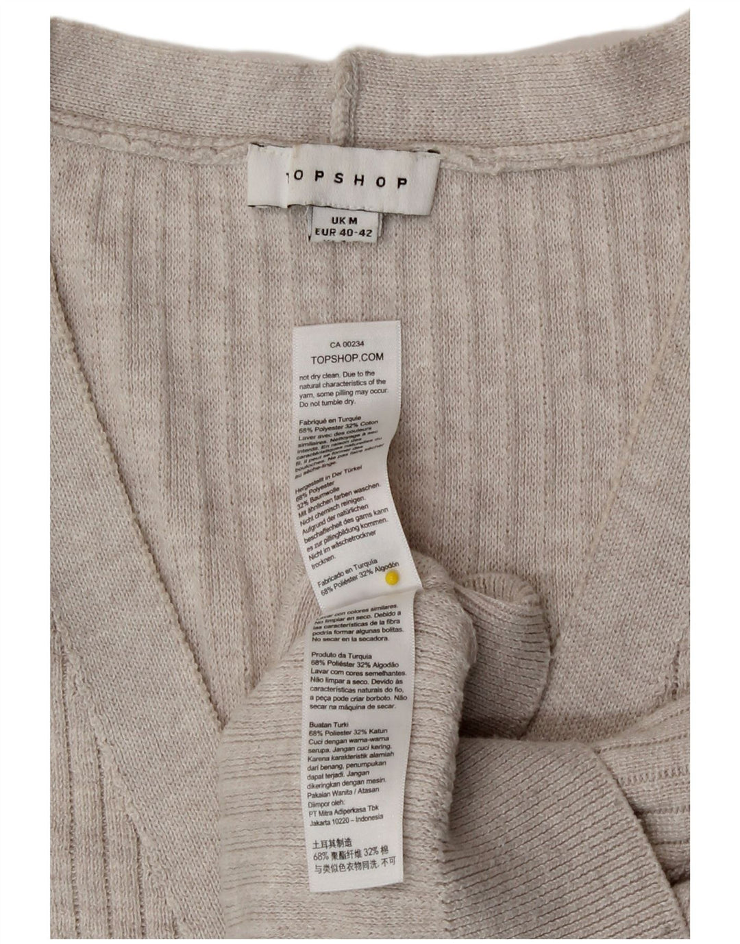 Pulover cardigan supradimensionat pentru femei Topshop UK 14 Poliester mediu gri