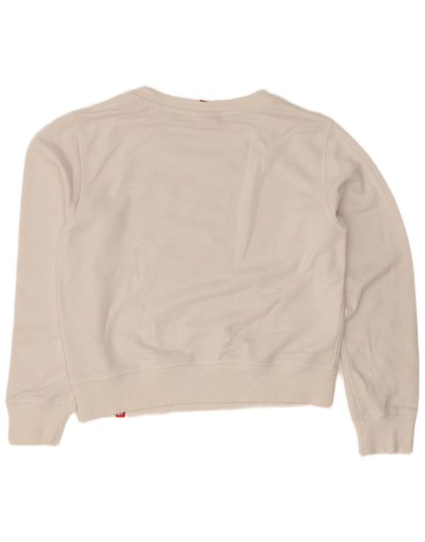 Pulover pentru damă New Balance Crop Graphic Pulover UK 14 Bumbac alb mediu