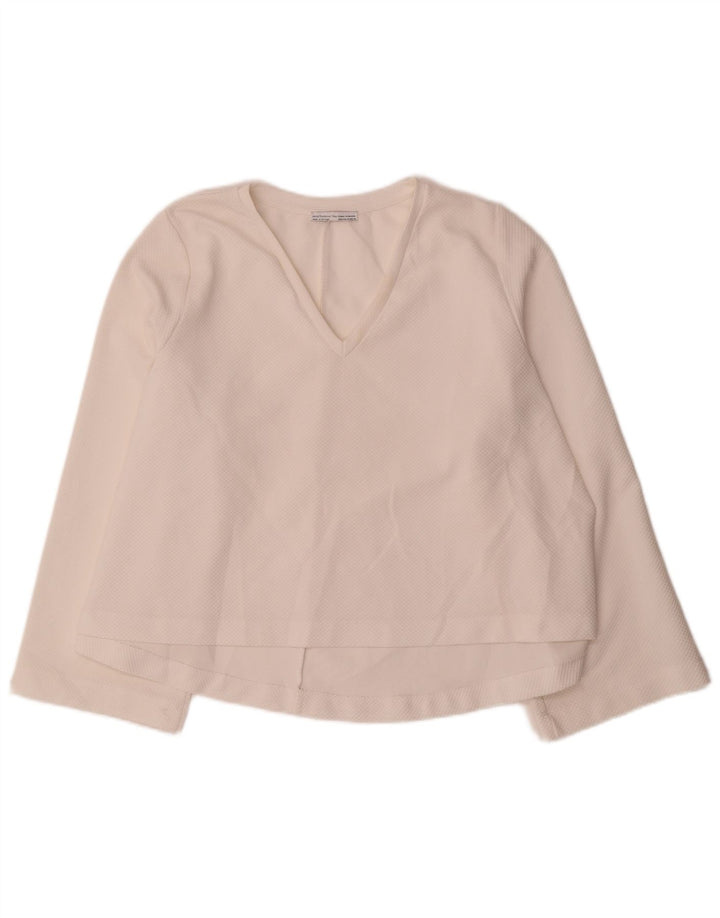 Top Trafaluc pentru femei Zara cu mânecă lungă UK 14 Medium Off White