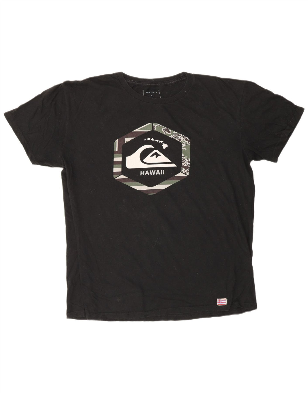 QUIKSILVER Tricou grafic Hawaii Regular Fit pentru bărbați Top mare din bumbac negru