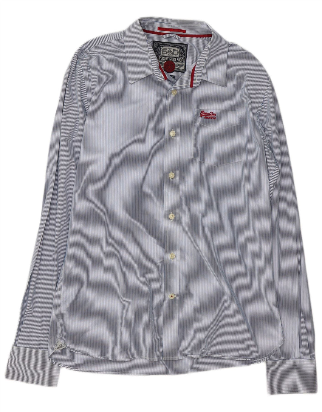 Cămașă pentru bărbați Superdry 2XL, bumbac cu dungi albastre
