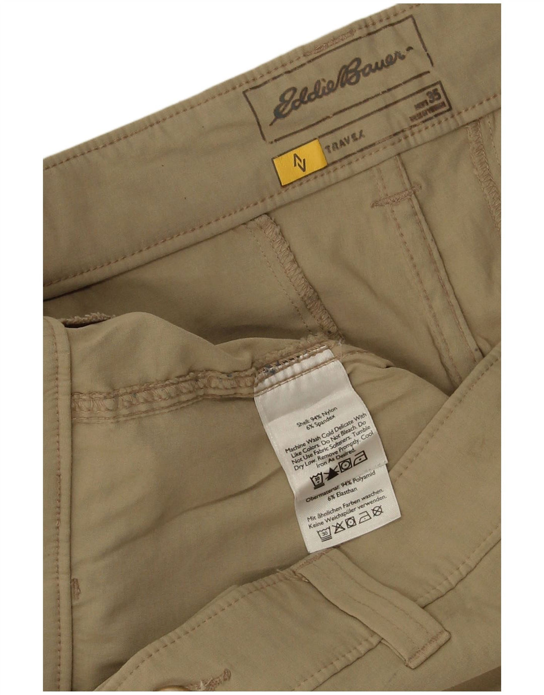 Pantaloni scurți chino pentru bărbați EDDIE BAUER W35 nailon mare, bej